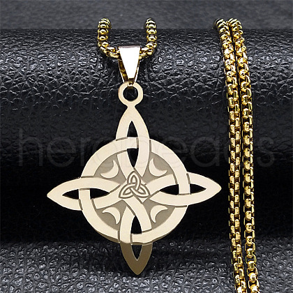 304 Stainless Steel Trinity Knot Pendant Necklaces for Men Women NJEW-K283-36G-1