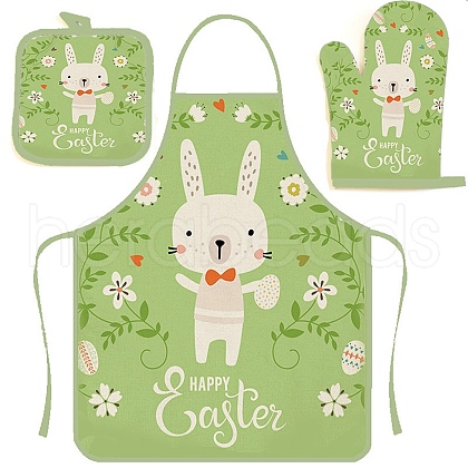 Easter Theme Polyester Sleeveless Apron and Gloves PW-WG43897-03-1