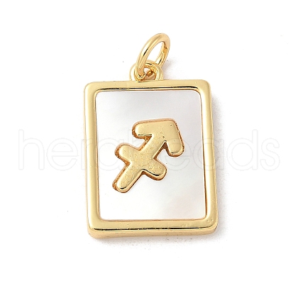 Brass Pave Natural White Shell Pendants KK-S522-09G-F-1