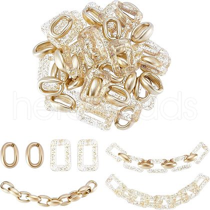 SUPERFINDINGS 100Pcs 2 Style Plastic Linking Rings KY-FH0001-09-1