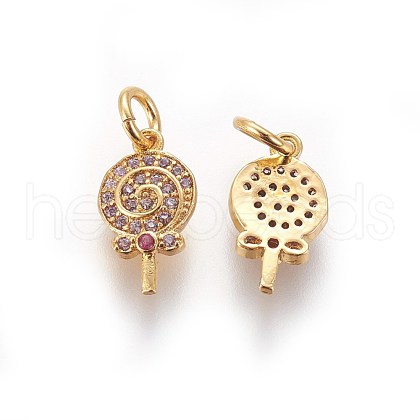 Brass Micro Pave Cubic Zirconia Charms ZIRC-E161-23G-1