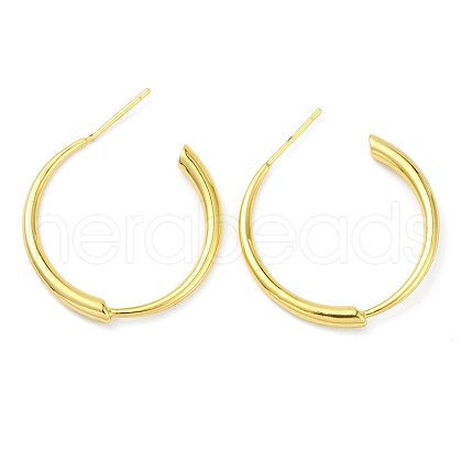 Rack Plating Brass Ring Stud Earrings for Women EJEW-K245-12G-1