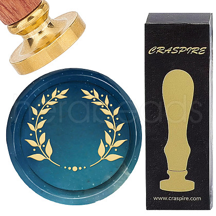 Brass Wax Seal Stamps with Wood Handle AJEW-WH0412-0176-1