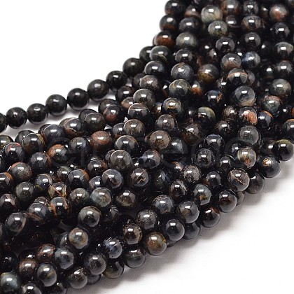 Natural Blue Tiger Eye(Dyed & Heated) Round Beads Strands G-P072-37-12mm-1