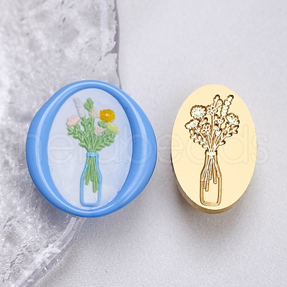 Mother's Day Golden Tone Wax Seal Brass Stamp Head AJEW-G056-03B-1