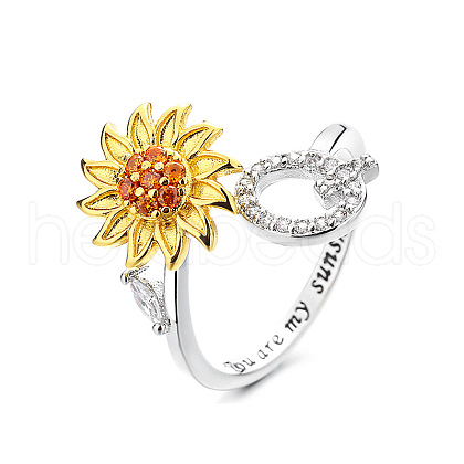 Adjustable Brass Rhinestone Rotating Cuff Rings FS-WG5B177-17-1