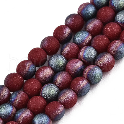 Frosted Electroplate Glass Beads Strands EGLA-S195-01A-16-1
