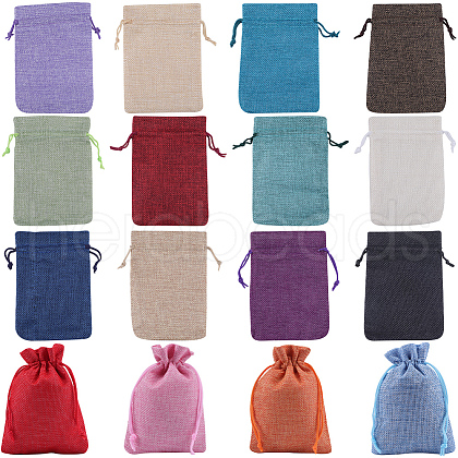 Beebeecraft Rectangle Polyester Imitation Burlap Packing Pouches Drawstring Bags ABAG-BBC0001-05B-1