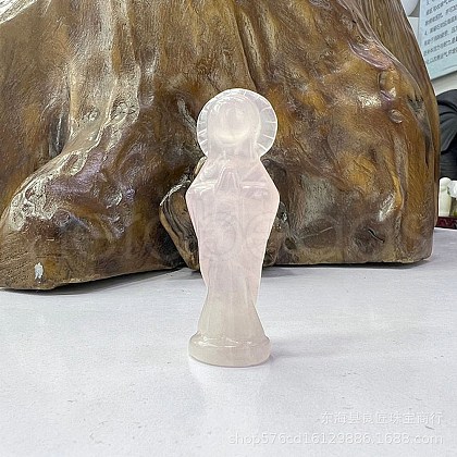 Natural Rose Quartz Carved Healing Goddess Figurines PW-WG60907-03-1