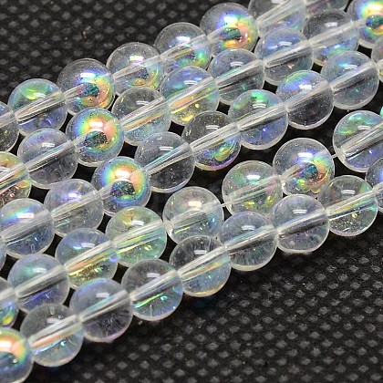 Imitate Austrian Crystal Electroplate Glass Round Bead Strands X-GLAA-F030-6mm-B01-1