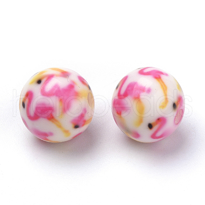 Opaque Printed Acrylic Beads X-MACR-S271-12mm-26-1