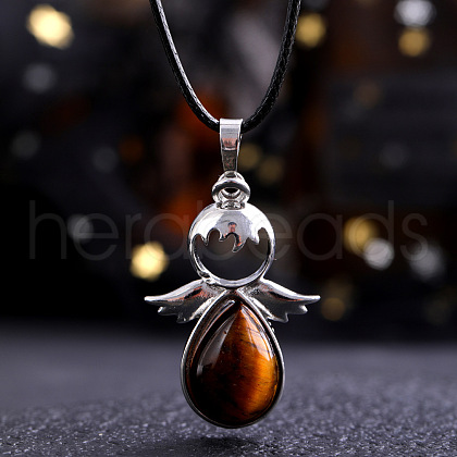 Angel Wings Crystal Teardropt Pendant Necklaces CI6428-5-1