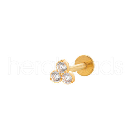 Titanium Alloy Cubic Zirconia 17 Gauge Triple Flat Round Internally Threaded Labrets WG71E87-02-1