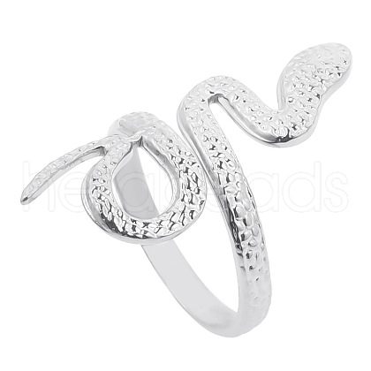 Non-Tarnish Snake Stainless Steel Open Cuff Ring for Women FM9814-1-1