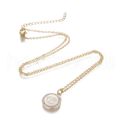Brass Initial Pendant Necklaces NJEW-I230-24G-B-1