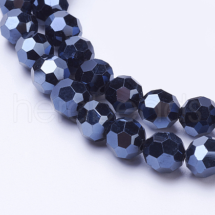 Electroplate Glass Beads Strand X-EGLA-J042-8mm-F01-1