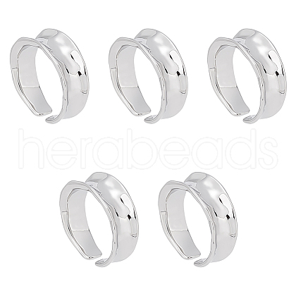 Unicraftale 5Pcs Brass Wave Open Cuff Ring for Women RJEW-UN0002-33P-1