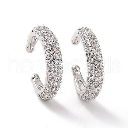 Clear Cubic Zirconia Cuff Earrings EJEW-G332-01P-1