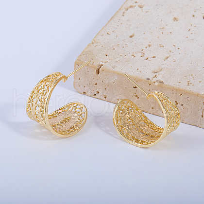 Hollow Weave Pattern Brass Stud Earrings RJ8268-1