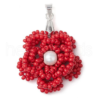 Seed Beads Beaded Charms PALLOY-MZ00342-1