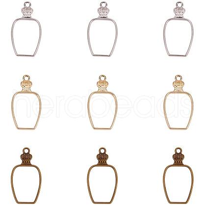Olycraft Rack Plating Alloy Open Back Bezel Pendants PALLOY-OC0001-08-1