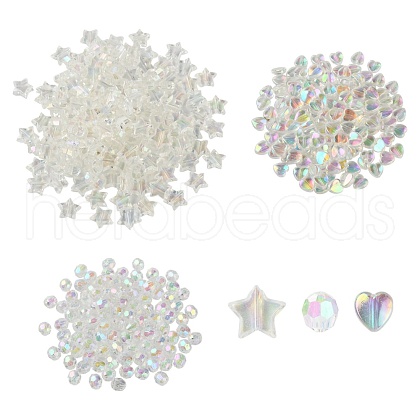 350Pcs 3 Style Transparent Acrylic Beads TACR-FS0001-05-1