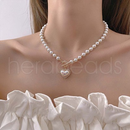Imitation Pearl Beaded Pendant Necklaces WGB7F3C-14-1