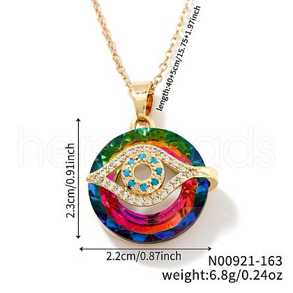 Brass Evil Eye Glass Pendant Necklaces AA7178-8-1