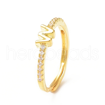 Clear Cubic Zirconia Initial Letter Adjustable Ring RJEW-C052-01G-W-1