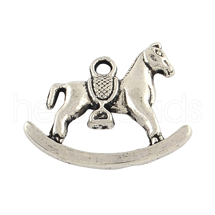 Tibetan Style Rocking Horse Alloy Pendants TIBEP-Q050-05AS-RS-1