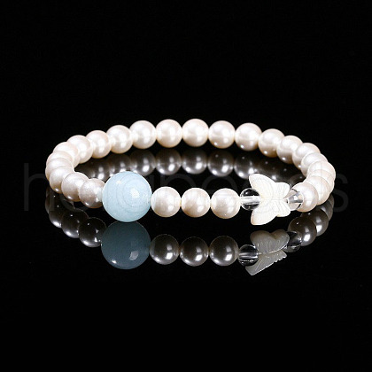 Natural Shell Beads Stretch Bracelets WG92C20-09-1