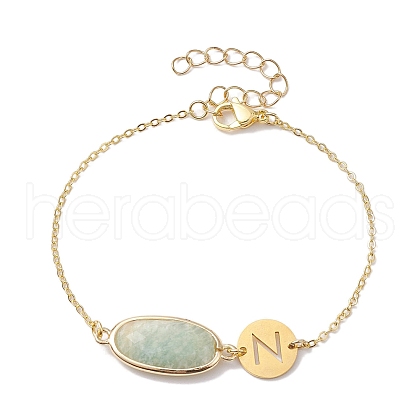 Natural Amazonite Faceted Oval Link Bracelets BJEW-JB10263-03-1