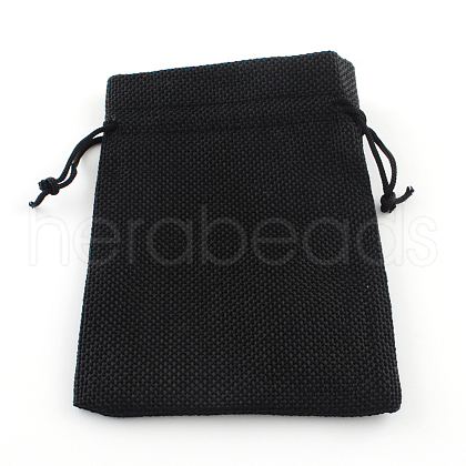 Polyester Imitation Burlap Packing Pouches Drawstring Bags ABAG-R005-9x7-09-1