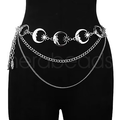 Alloy Moon Link 3 Layer Waist Chains for Women WGF4895-08-1