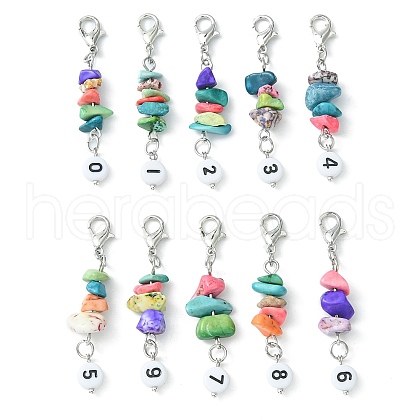 Synthetic Turquoise Chips Pendant Decoration HJEW-JM01080-1