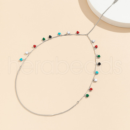 Iron & Alloy Colorful Enamel Heart Tassel Leg Chains for Women WG43C51-04-1