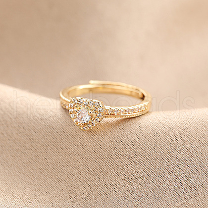 Brass Pave Cubic Zirconia Adjustable Rings for Women FS-WG836E5-01-1