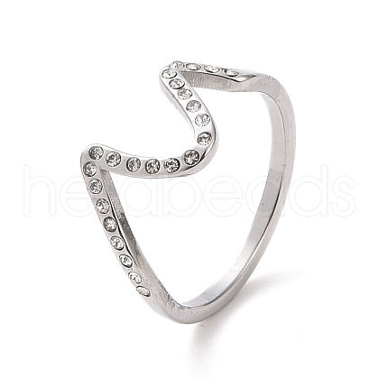 Crystal Rhinestone Wave Finger Ring RJEW-D120-21B-P-1