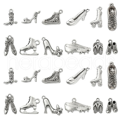 120Pcs 12 Styles Tibetan Style Alloy Shoes Charms TIBEP-CJ0002-17-1