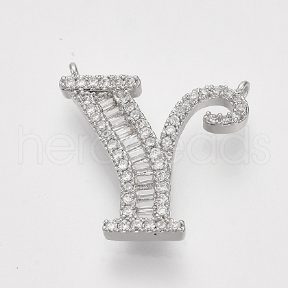 Real Platinum Plated Brass Pendants ZIRC-Q022-040P-Y-NF-1