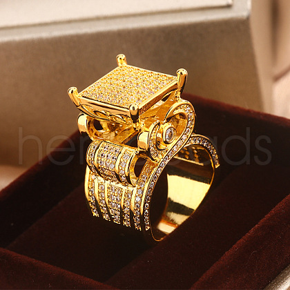 Brass Micro Pave Clear Cubic Zirconia Finger Rings FS-WG69587-13-1
