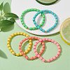 Polymer Clay Column Beaded Stretch Bracelets BJEW-JB09756-5
