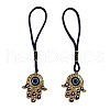 Hamsa Hand/Hand of Miriam with Evil Eye Alloy Enamel Pendant Decoration HJEW-AB00157-1