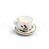 2Pcs Cherry Pattern Mini Porcelain Teacup & Saucer Set BOTT-PW0001-209-2