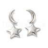 Long-Lasting Plated Brass Star and Moon Dangle Stud Earrings for Women EJEW-K093-27P-1