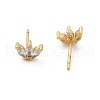 Brass Micro Pave Clear Cubic Zirconia Stud Earrings EJEW-R016-01G-04-4