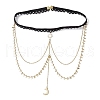 201 Stainless Steel & Brass Layered Star Sun Moon Tassel Thigh Leg Chains AJEW-AN00657-1