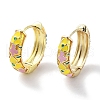 Flower Real 18K Gold Plated Brass Enamel Hoop Earrings EJEW-L269-110G-2