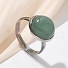 Half Round Natural Green Aventurine Finger Rings X-RJEW-M062-01P-21-1