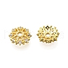 Flower Brass Micro Pave Cubic Zirconia Bead Caps KK-K300-04A-G-2